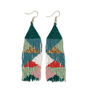 Brittany Mixed Triangles Beaded Fringe Earrings - Modern Preppy