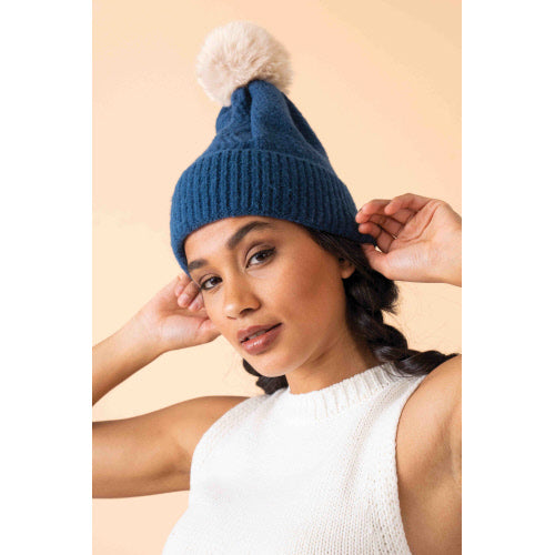 Ingrid Bobble Hat - Navy Mist