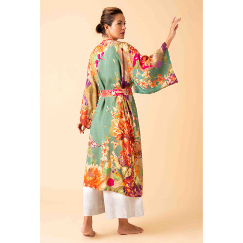 Kimono Gown - Birds and Blooms Sage