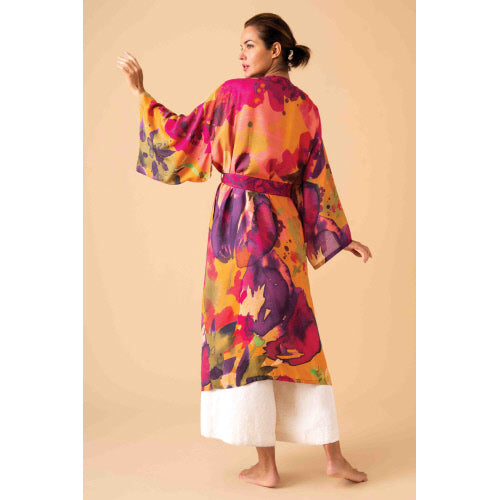 Kimono Gown - Oversized Blooms Mustard