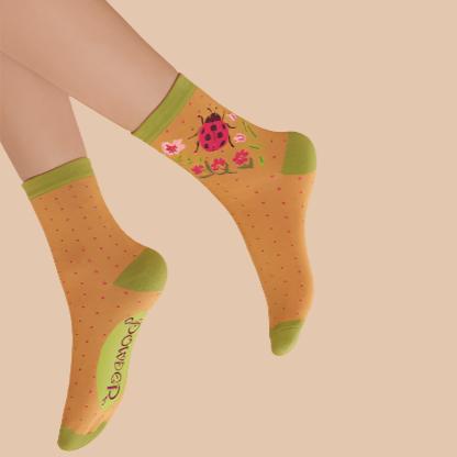 Ladies Ankle Socks Ladybird - Mustard