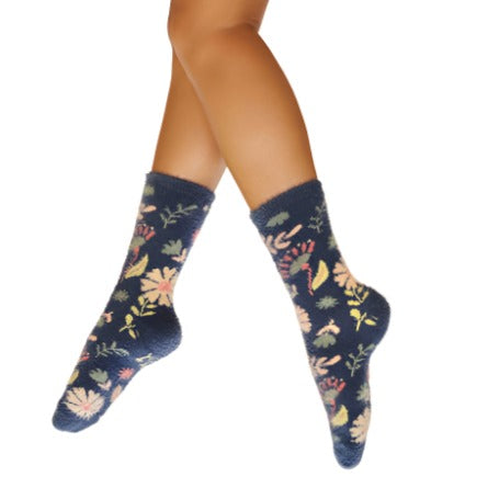 Watercolor Flowers Fuzzy Socks