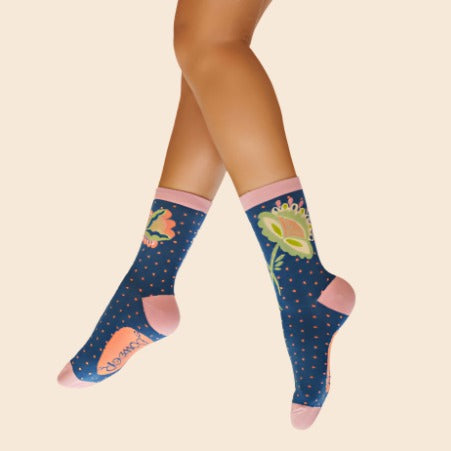 Scandinavian Stems Ankle Socks - Navy