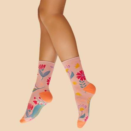 Watercolor Flowers Ankle Socks - Petal