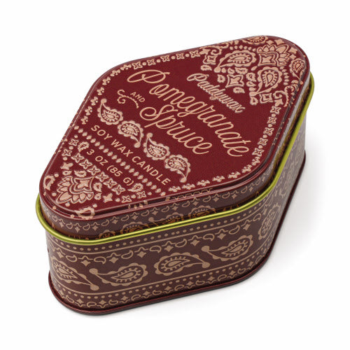 Station 3.5oz Red Printed Bandana Tin - Pomegranate Spruce