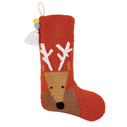 Reindeer Stocking w/ Pom Pom Tassel
