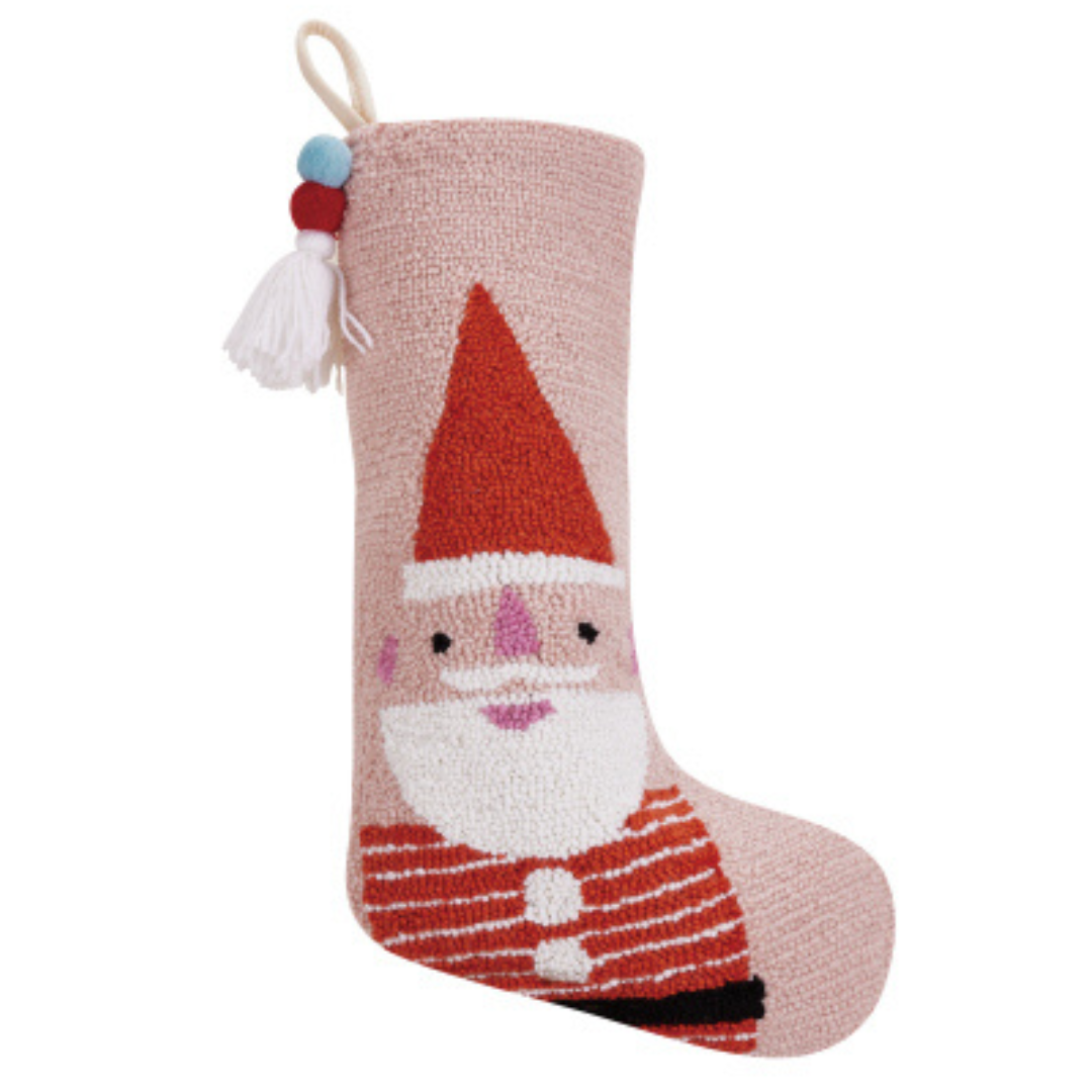 Santa Stocking w/ Pom Pom Tassel