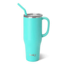 Load image into Gallery viewer, bright aqua mug with handle and matching straw
