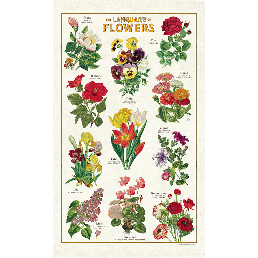 Cavallini & Co. Tea Towel - Language of Flowers