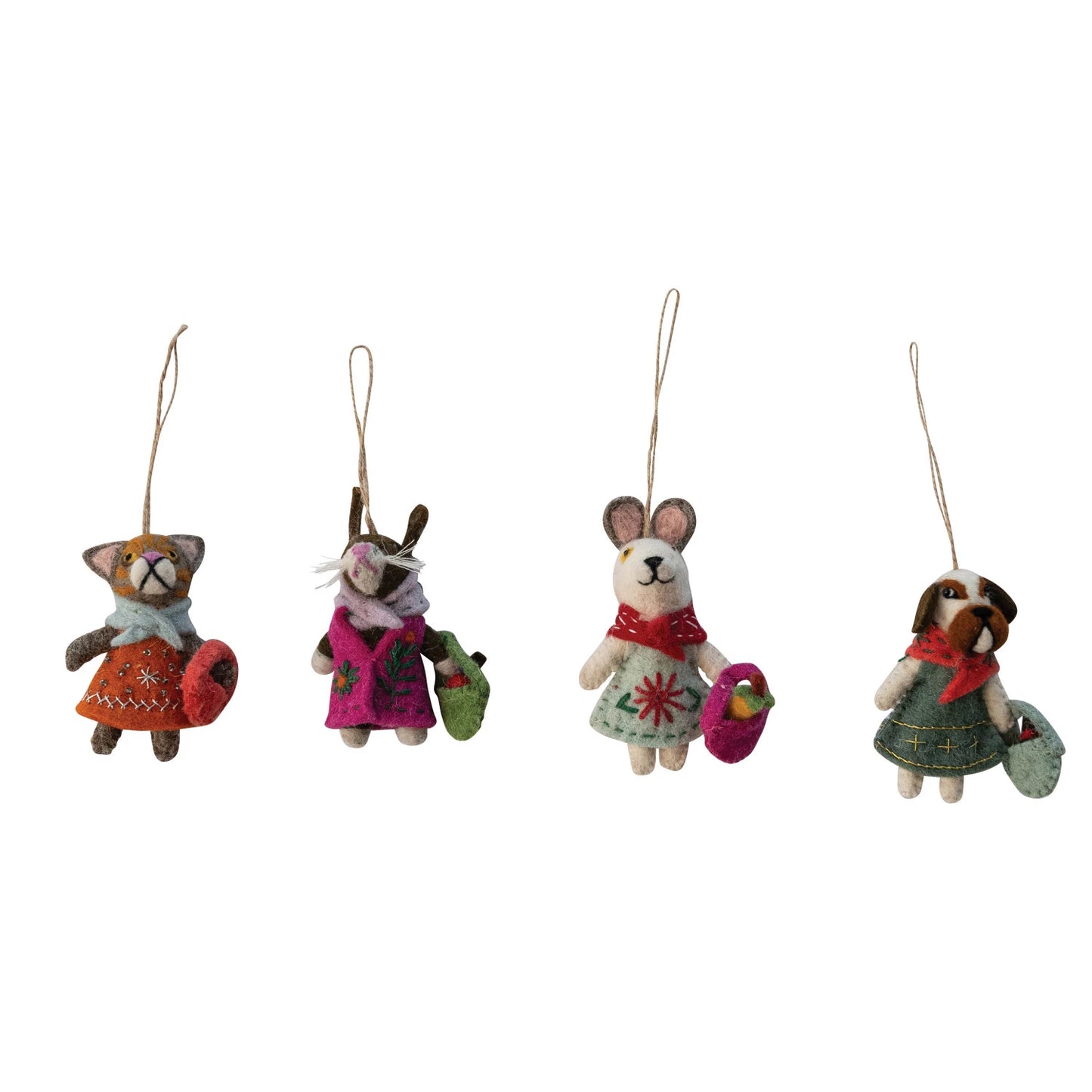 Wool Felt Animals In Clothing Ornaments