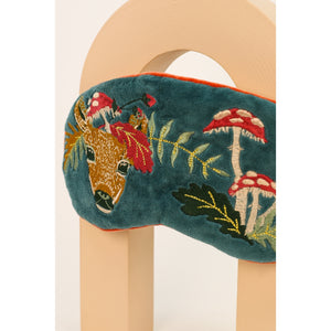 Aqua Velvet Eyemask Doe with Toadstools
