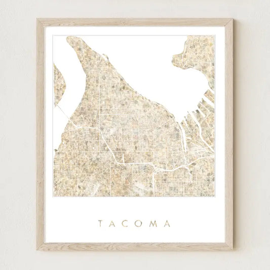 Turn of the Centuries - Tacoma Washington Painted Map - Rock