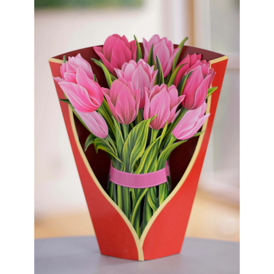 Pink Tulips FreshCut Paper Card