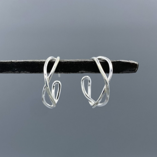 Silver Twisted Post Hoops