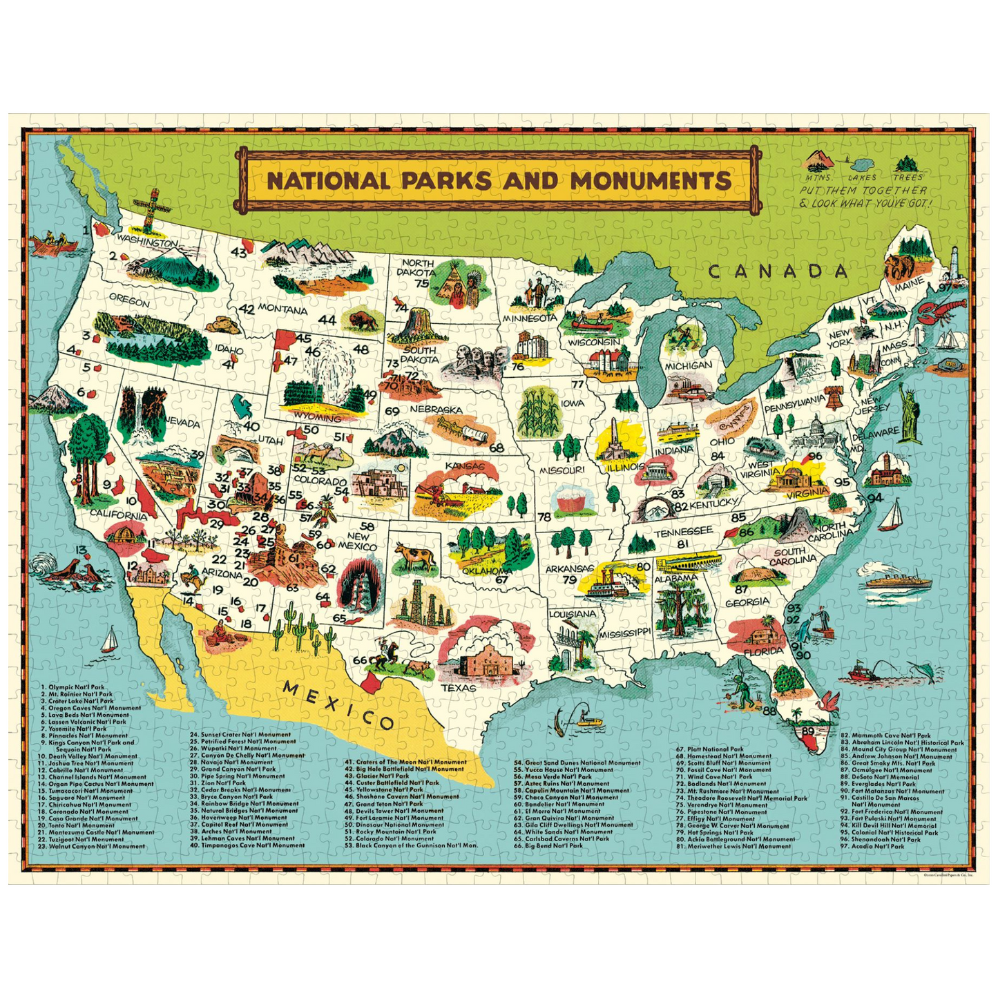 Cavallini & Co. 1000 Piece Puzzle - National Parks Map