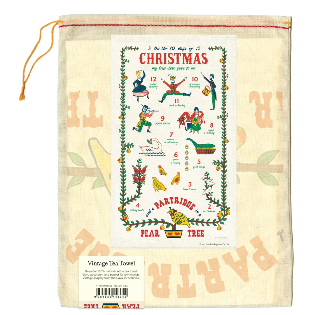 Cavallini & Co. Tea Towel - Twelve Days of Christmas