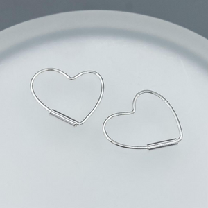 Silver Small Heart Endless Hoops