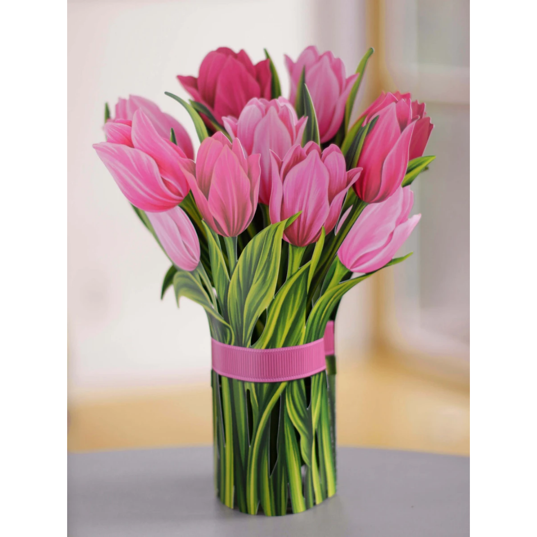 Pink Tulips FreshCut Paper Card