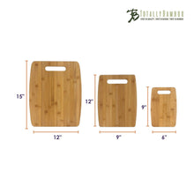Load image into Gallery viewer, 3 pc Bamboo Cutting Board Set
