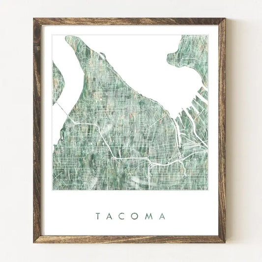 Turn of the Centuries - Tacoma Washington Painted Map - Grass