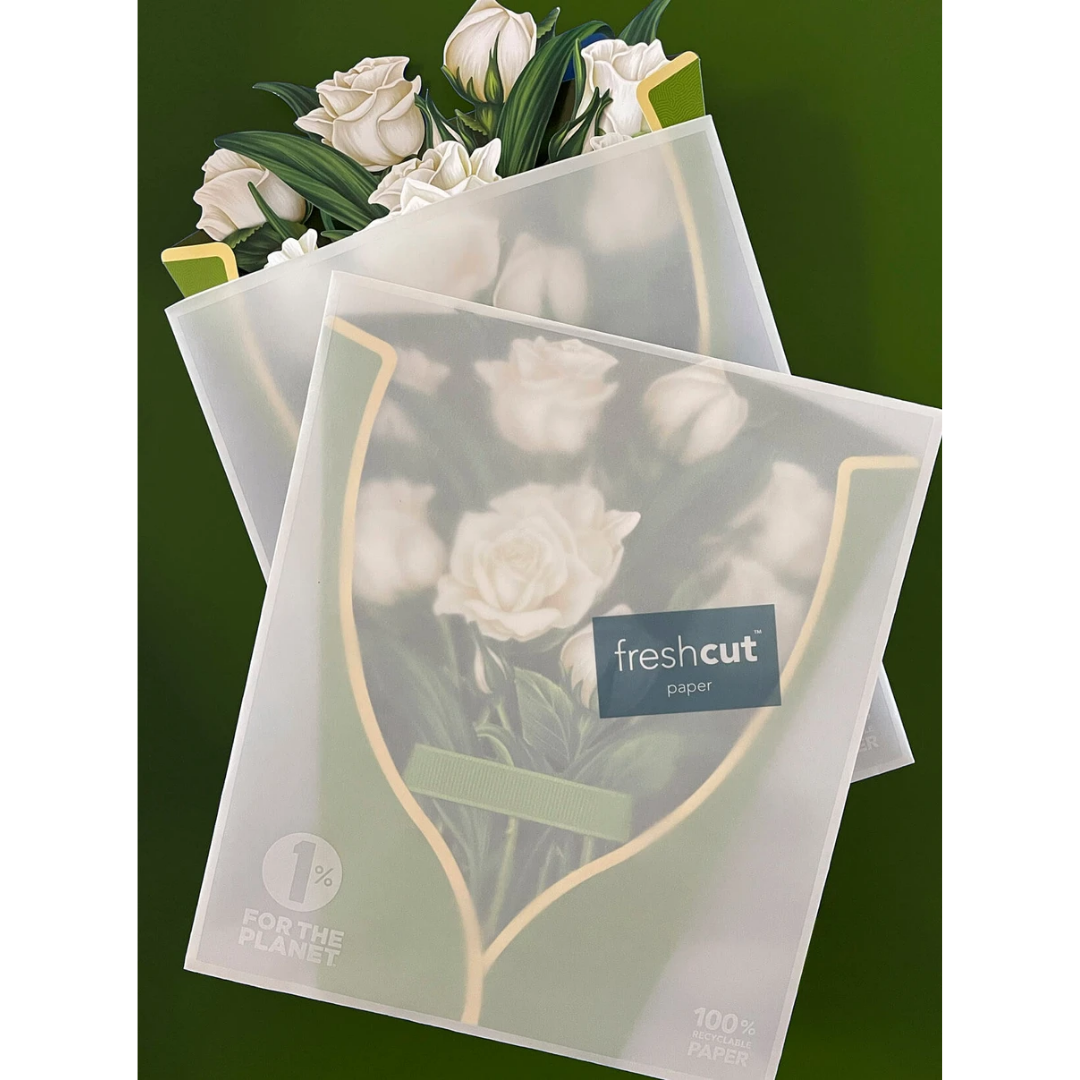 White Roses FreshCut Paper Card