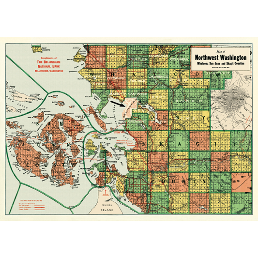 An art print and paper wrap which features a map of northwest washington