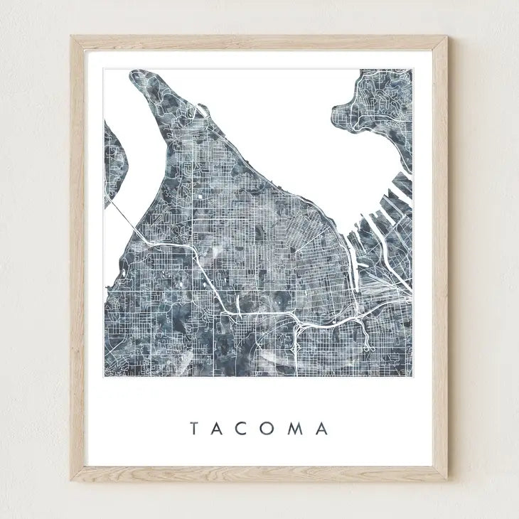 Turn of the Centuries - Tacoma Washington Painted Map - Waves