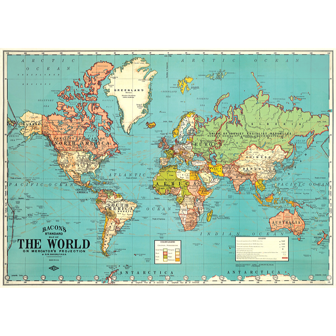 Cavallini & Co. Wrap - World Map 4