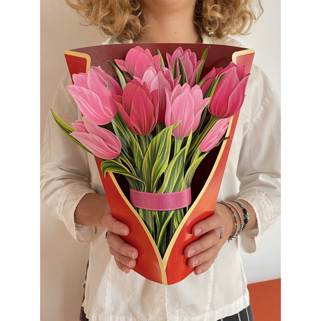 Pink Tulips FreshCut Paper Card