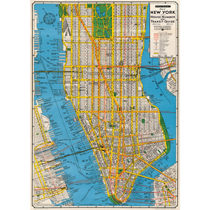 An art print and paper wrap which features a vinage map of new york city