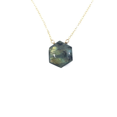 Labradorite Hexagon Stone Necklace