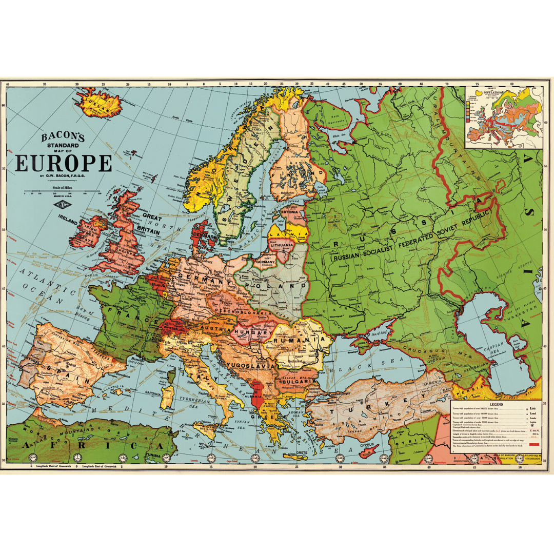 An art print and paper wrap which features a map of old europe