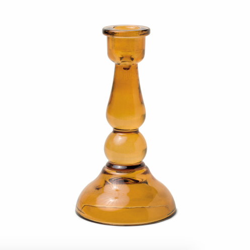 Amber Tall Glass Taper Holder