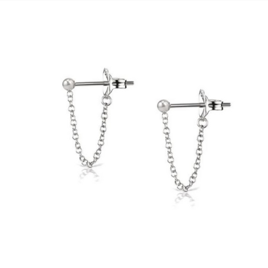 Ball Chain Earrings Silver