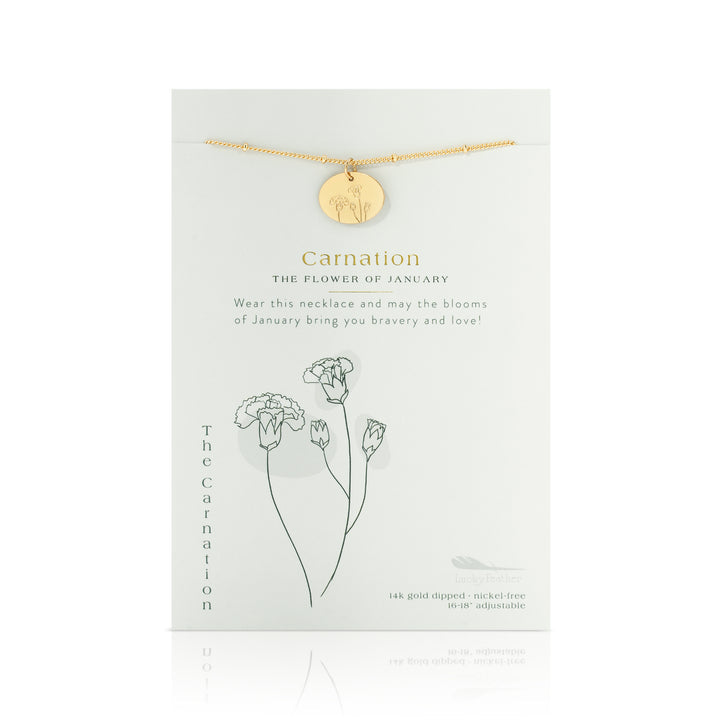 Birth Month Flower Necklace - Carnation (January)