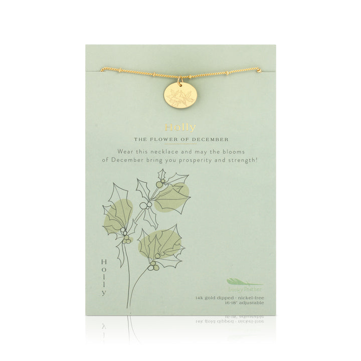 Birth Month Flower Necklace - Holly (December)