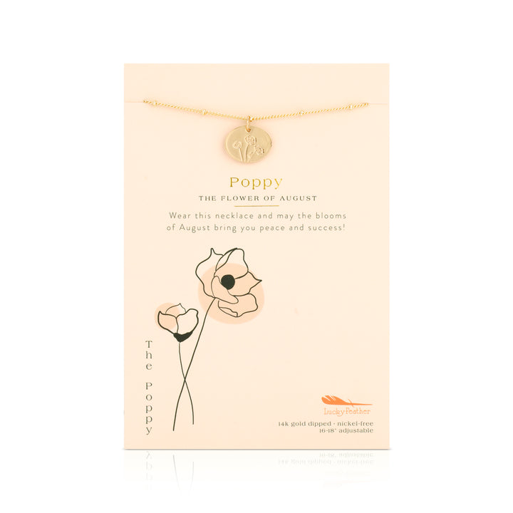 Birth Month Flower Necklace - Poppy (August)