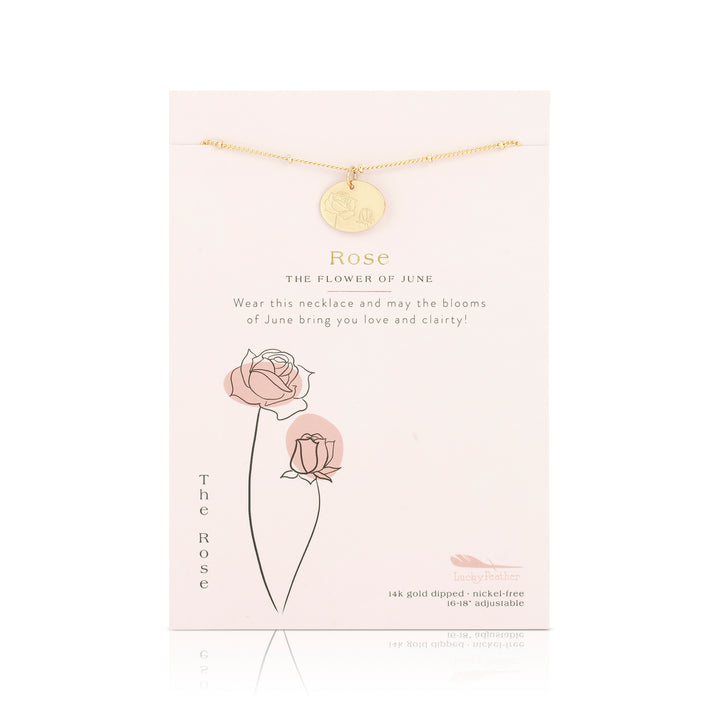 Birth Month Flower Necklace - Rose (June)