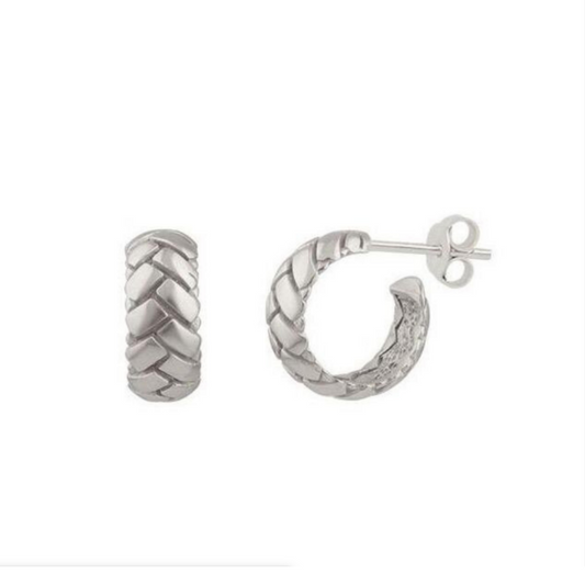 Silver Alexa Braided Dome Hoops