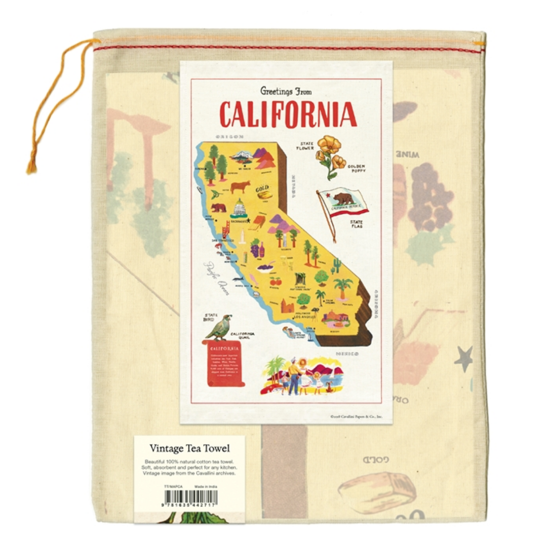 Cavallini & Co. Tea Towel - California Map