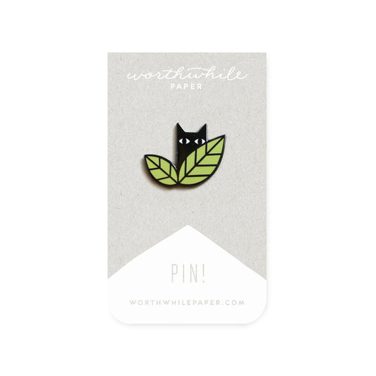 Cat in Leaves Worthwhile Paper Enamel Pin