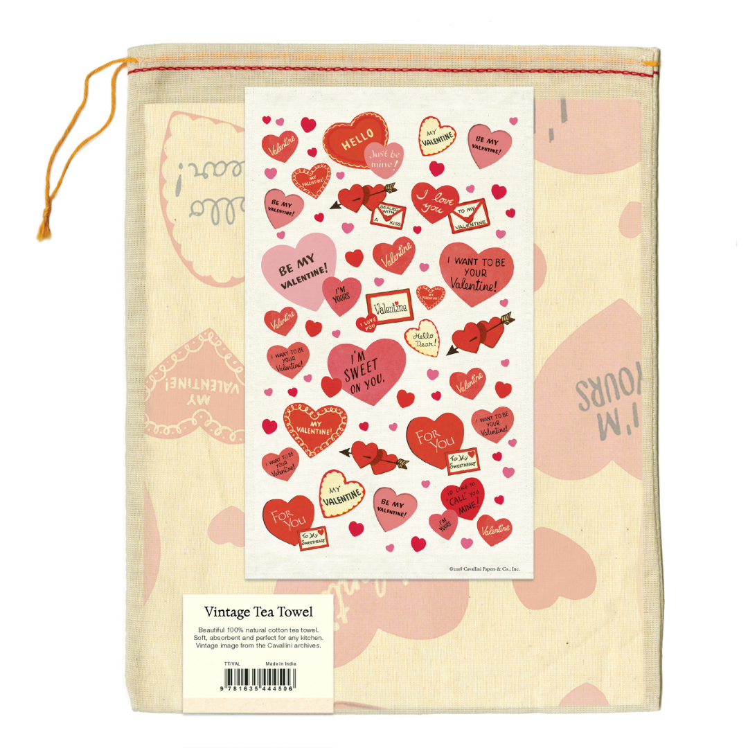 Cavallini & Co. Tea Towel - Valentine Hearts