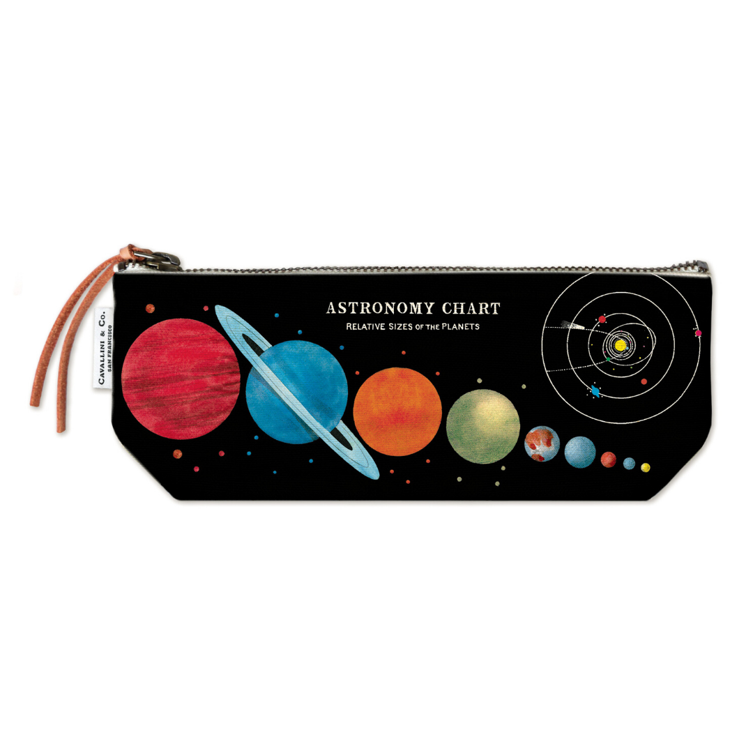Mini pouch with astronomy chart design on a white background