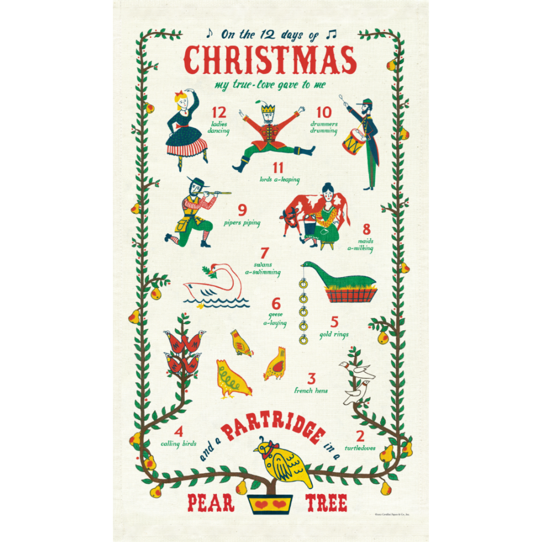 Cavallini & Co. Tea Towel - Twelve Days of Christmas