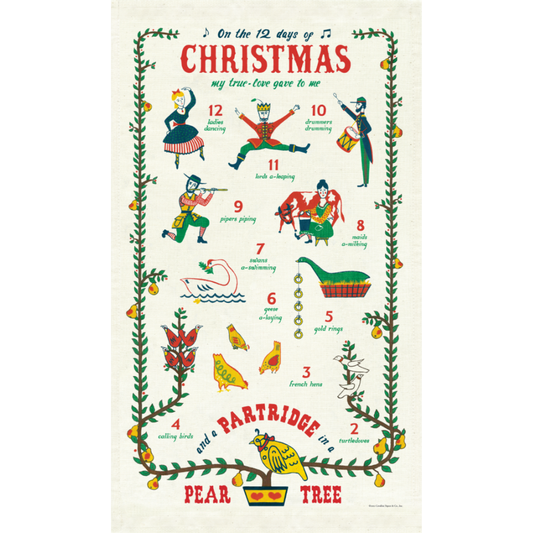 Cavallini & Co. Tea Towel - Twelve Days of Christmas