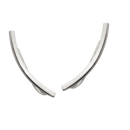 Chic Curve Bar Ear Climber - Silver
