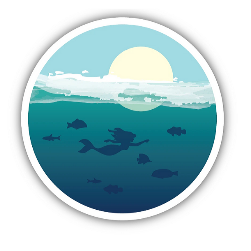 Ocean Mermaid/ Large Printed Sticker