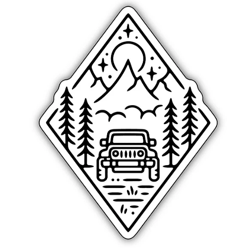 Outdoor Jeep Scene/ Large Printed Sticker