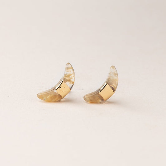 Crescent Moon Stud - Citrine/Gold