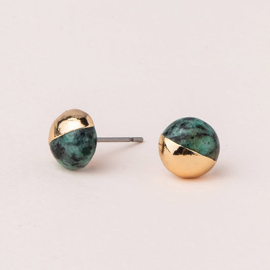 Dipped Stone Stud - African Turquoise / Gold